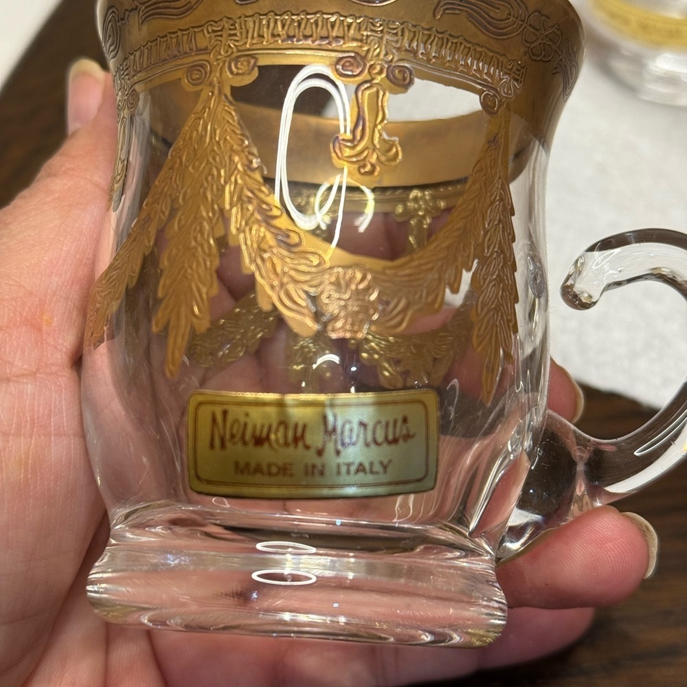 Neiman Marcus Gold Trim Glass Mug